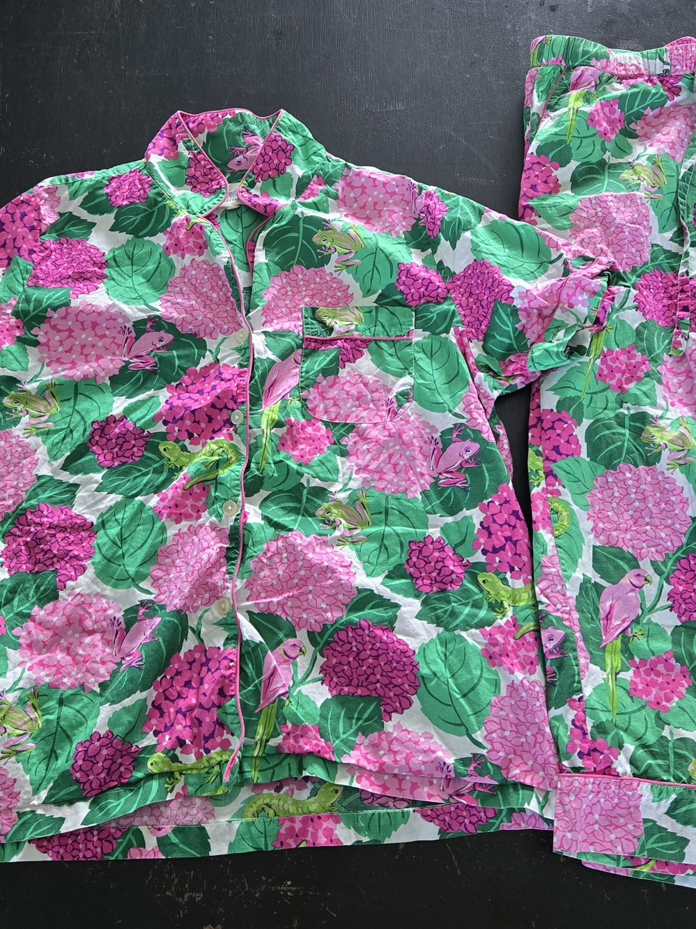 Printfresh Pink & Green Hydrangea Pajama Set